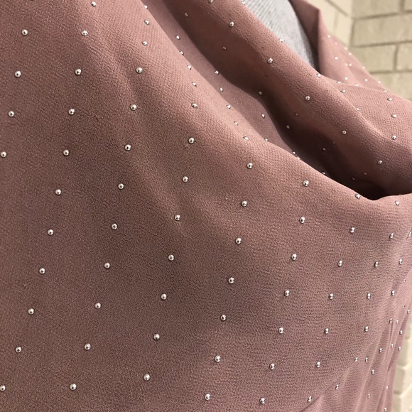 Short Draped Mauve Dress with Studs - Picture 3 of 5